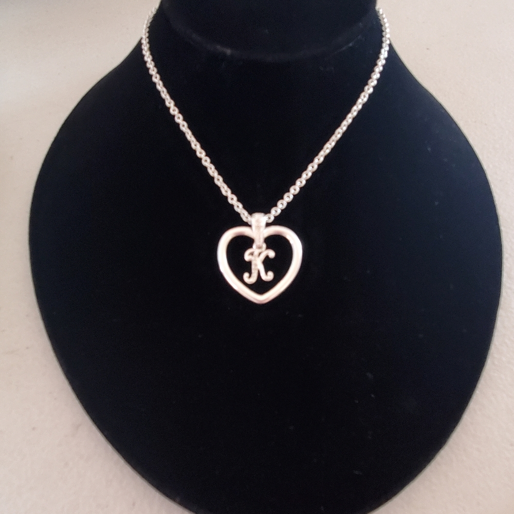 Avon silver plated necklace letter K